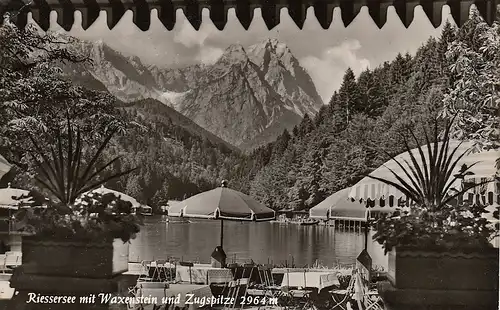 Riessersee mit Waxenstein und Zugspitze gl1959 D1139