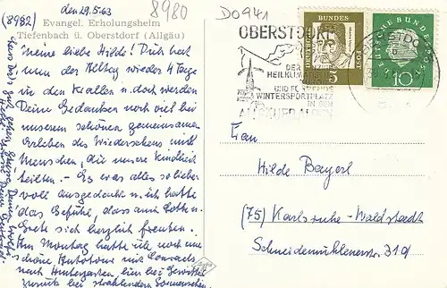 Tiefenbach b.Oberstdorf Evang. Erholungsheim gl1963 D0941