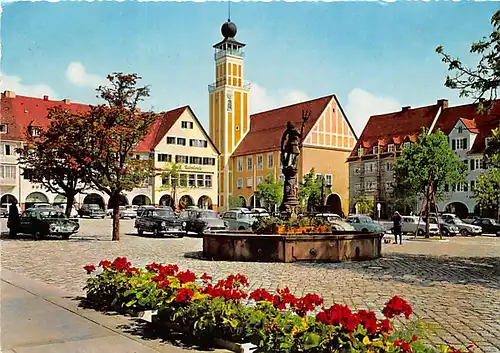 Freudenstadt Marktplatz mit Rathaus und Neptun-Brunnen gl1960 142.166