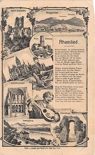 Königswinter und Umgebung Teilansichten mit Rheinlied feldpgl1918 145.883