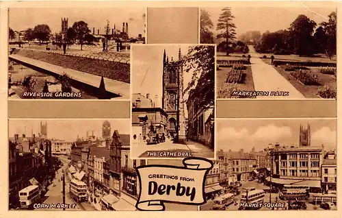 England: Derby - Cathedral, Park, Corn Market gl1955 146.526