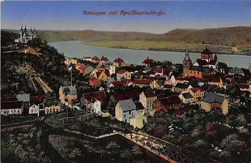 Remagen Panorama mit Apollinariskirche feldpgl1916 146.434