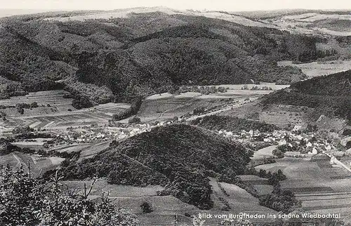 Ehlscheid, Blick vom Burgfrieden ins schöne Wiedbachtal gl1965 D2097