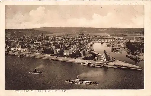 Koblenz Panorama mit Deutschem Eck gl1914 146.051