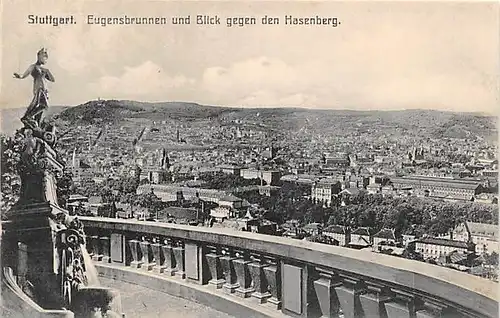 Stuttgart Eugensbrunnen und Blick gegen den Hasenberg ngl 144.531