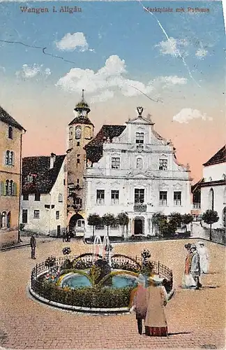 Wangen im Allgäu Marktplatz mit Rathaus gl1918 144.436