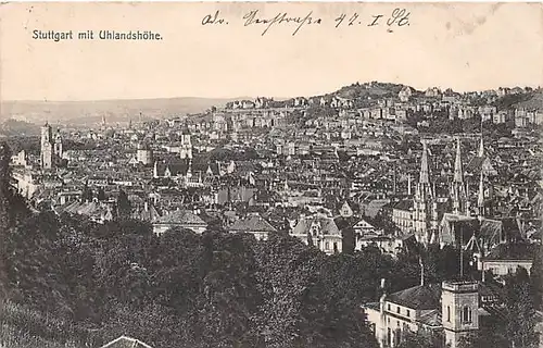 Stuttgart Panorama mit Uhlandshöhe gl1909 144.526