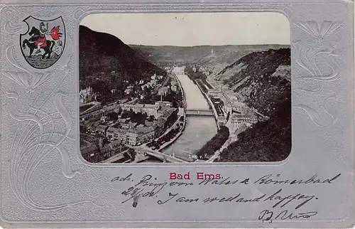 Bad Ems Panorama Prägekarte gl1901 146.250