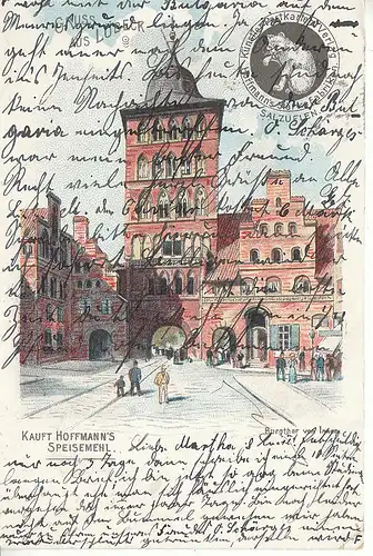 Lübeck Burgtor von innen LItho gl1899 D0025