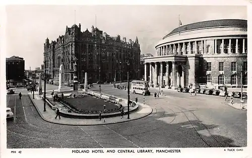 England: Manchester Midland Hotel and Central Library gl1958 147.229