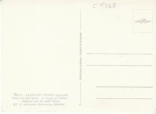 ALBRECHT DÜRER Maria mit dem Kinde ngl C9568