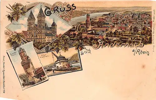 Andernach am Rhein Litho Pfarrkirche Panorama ngl 146.400