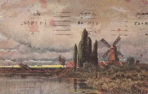 Landschaft mit Windmühle Künstlerkarte gl1918 D2398
