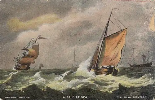 WILLIAM VAN DER VELDE A Gale at Sea ngl D2492