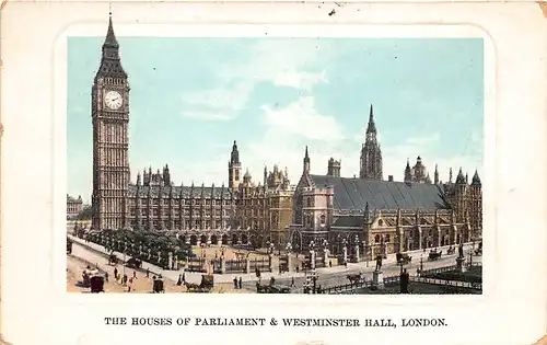 England: London The Houses of Parliament and Westminster Hall gl1910 147.354