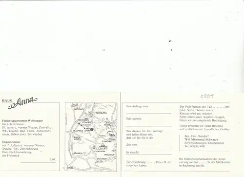 Münstertal Schwarzwald Haus Anna nglWerbe-Doppelkarte C9929