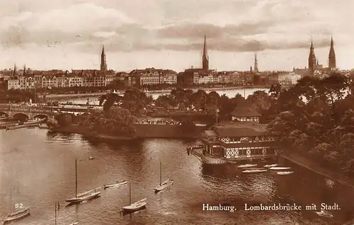 Hamburg Lombardsbrücke mit Stadt gl1929 149.246