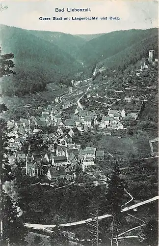 Bad Liebenzell Obere Stadt mit Längenbachtal und Burg gl1908 142.105