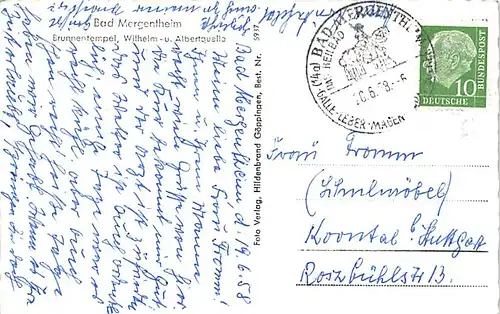 Bad Mergentheim Brunnentempel Wilhelm-und Albertquelle gl1958 143.932