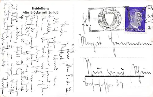 Heidelberg Alte Brücke mit Schloss gl1942 143.156