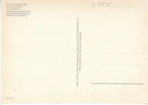 Münstertal Schwarzwald Gasthof Muldenstüble ngl C9935