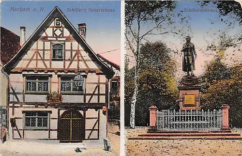 Marbach a.N. Schillers Geburtshaus und Denkmal gl1918 144.597