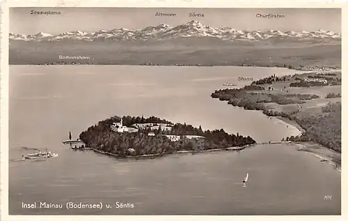 Insel Mainau im Bodensee Panorama mit Säntis gl1952 143.112