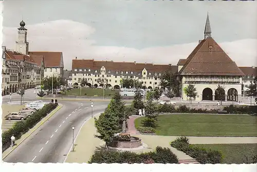 Freudenstadt Schwarzwald Marktplatz mit Rathaus und Stadthaus gl1960 D0369