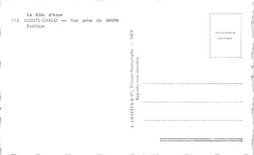 Monte Carlo Vue prise du Jardin Exotique ngl 143.165