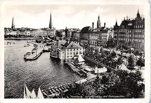 Hamburg Jungfernstieg und Alsterpavillon glca.1950 143.297