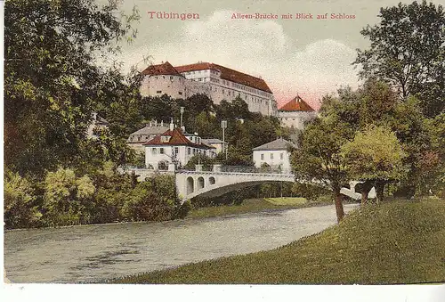 Tübingen Alleenbrücke mit Blick auf das Schloss gl1908 D0420