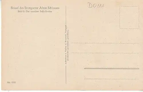 Stuttgart Brand 1931 Altes Schloß Vereiste Ruine ngl D0111