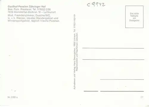 Münstertal-Stohren Schwarzwald Gasthof Zähringer Hof ngl C9942