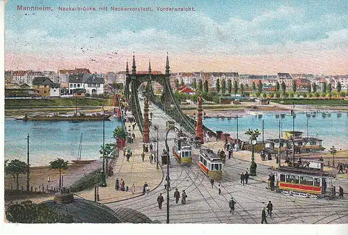 Mannheim Neckarbrücke mit Neckarvorstadt Vorderansicht gl1913? D0189