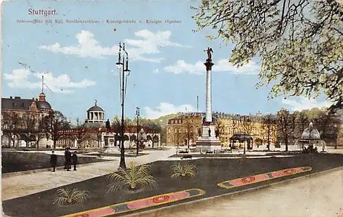 Stuttgart Schlossplatz mit Kgl. Residenzschloss Kunstgebäude gl1914 144.568