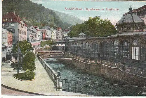 Wildbad Olgastrasse und Trinkhalle feldpgl1918 D0339