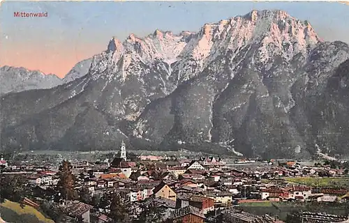 Mittenwald Panorama gegen Tiroler Berge gl1913 145.119