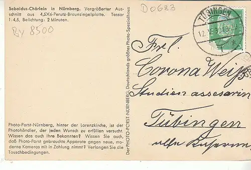 Nürnberg Das Sebaldus-Chörlein gl1932 D0683