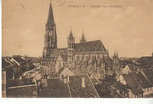 Freiburg i.B. Münster mit Marktplatz gl1910 D0205