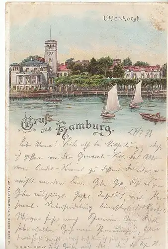 Gruss aus Hamburg Litho Uhlenhorst gl1898 D0241