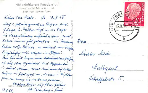 Freudenstadt Blick vom Rathausturm gl1956 144.880