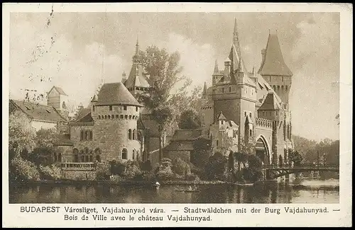 Budapest Stadtwäldchen mit der Burg Vajdahunyad glca.1930 140.007