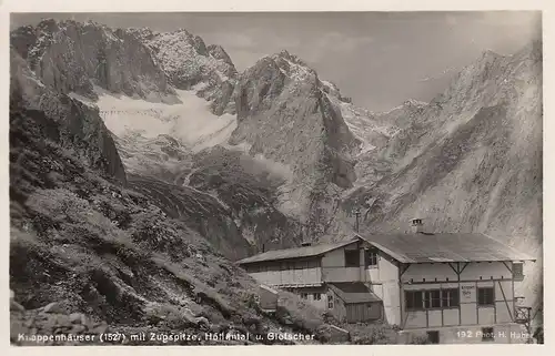 Knappenhäuser mit Zugspitze, Höllental u.Gletscher ngl D0843