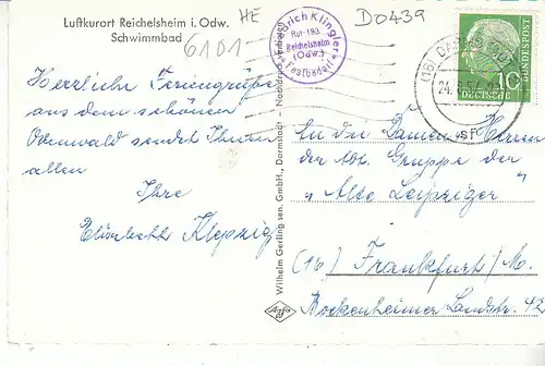 Reichelsheim im Odw. Schwimmbad gl1957 D0439