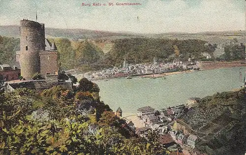 Burg Katz und St.Goarshausen gl1909 D1098