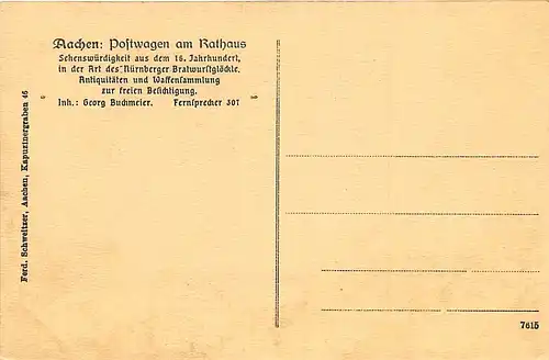 Aachen Postwagen am Rathaus Innenansicht ngl 145.700