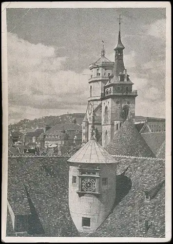 Stuttgart Blick auf die Türme der Stiftskirche ngl 140.379