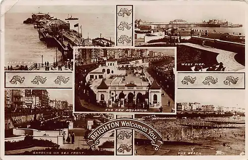 England: Brighton - Aquarium, Pier, Gardens and Beach gl1930 146.537