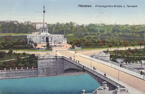 München Prinzregenten-Brücke u. Terrasse gl1916 D2194