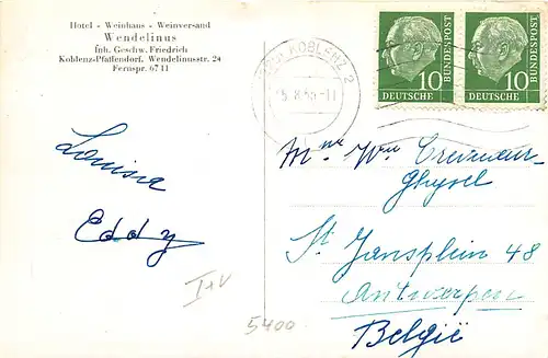 Koblenz-Pfaffendorf Hotel Weinhaus Wendelinus gl1955 146.135